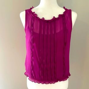 Ann Taylor Top blouse 100% silk Top shell fully lined side zipper size 6 petite